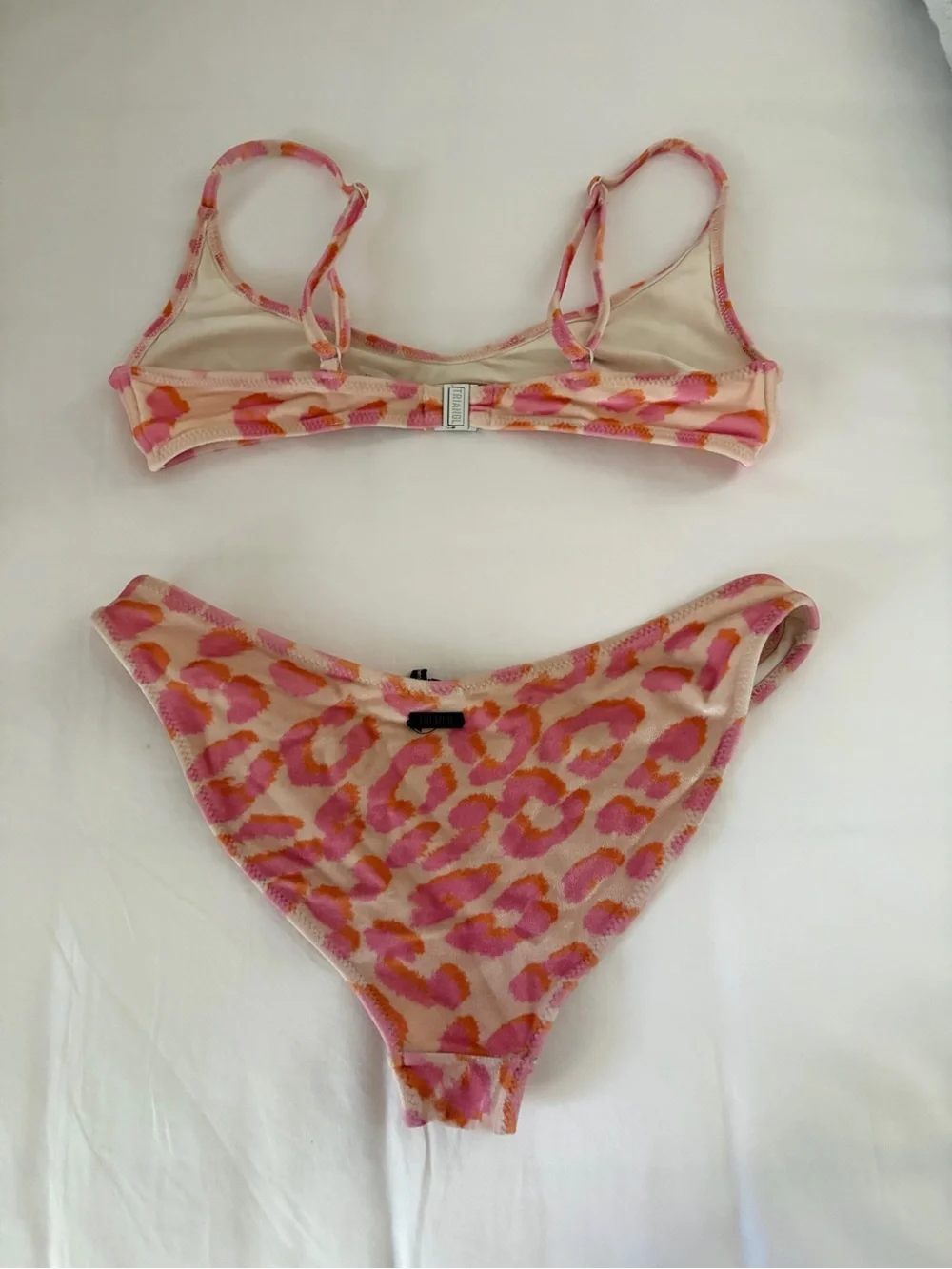 triangl swimwear Pink and Orange Velvet Bikini